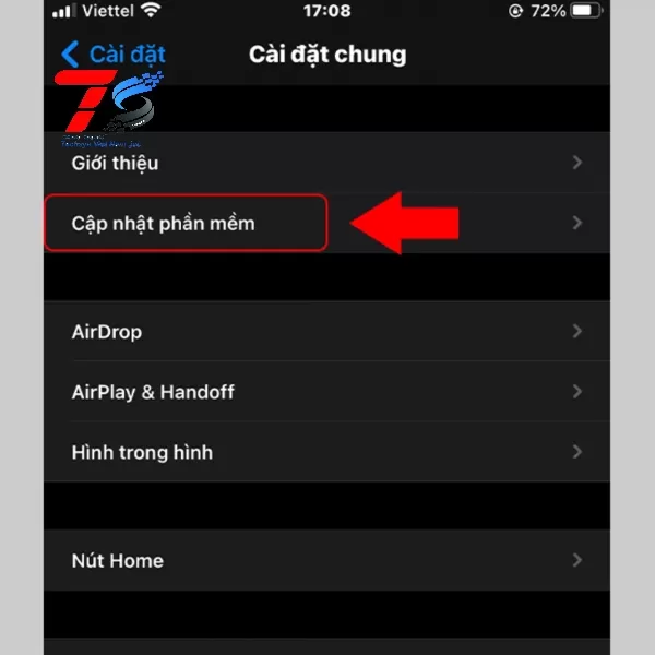 Chọn Cập nhật phần mềm và chờ quá trình hoàn tất
