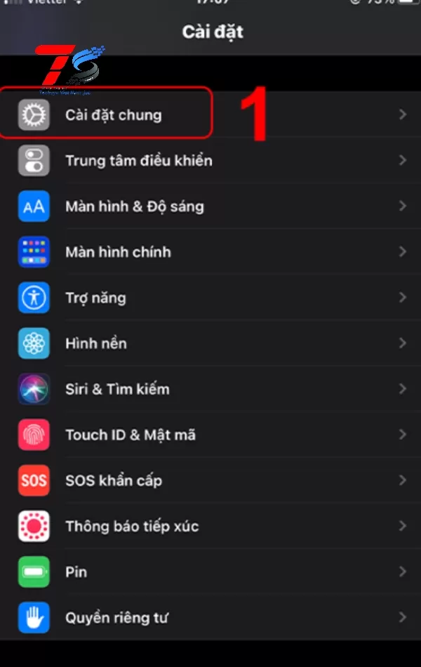 Mở ứng dụng Cài đặt thực hiện quy trình