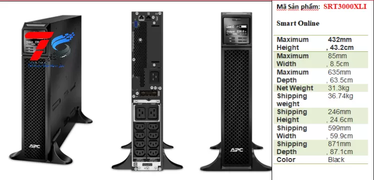 Bộ Lưu Điện Online APC Smart-UPS SRT3000XLI (3KVA/2.7KW)